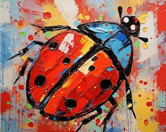 抽象的なてんとう虫のカラフルなアートプリント、てんとう虫の