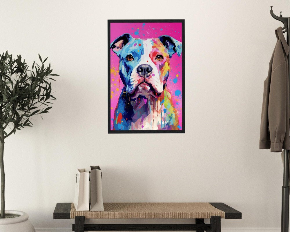 Bulldog Canvas Wall Art, Cute Dog Canvas Painting Pictures For Home Bedroom Decor 24x36 Frameless
