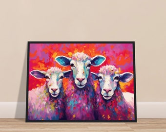 キャンバス油絵 　あり　くるくるカラフルSheep キャンバス油絵 あり様専用 くるくるカラフルSheep