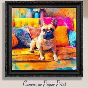 French Bulldog Art Print Canvas Wall Decor Frenchie Mom Gift Dog Lover Home Decor Colorful Pet Portrait Living Room Bedroom Dopamine Decor