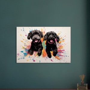 Two Black Cockapoos Watercolor Poster Print. Abstract Dog Painting Gift ...