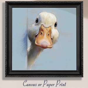 Duck Painting Canvas / Unframed. Sketchy Duck Illustration Art, Whimsical Bird Portrait Print, Artistic Duck Wall Decor, Animal Poster