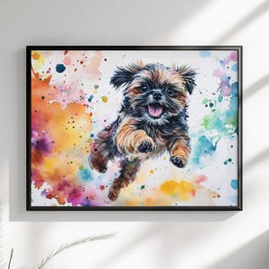 Brindle Shih Tzu Shih-Poo Druck oder Leinwand ohne Rahmen. Regenbogen Hund Wand Kunst Bunte Wohnkultur Aquarell Malerei für ShihPoo Welpen Mama Geschenk
