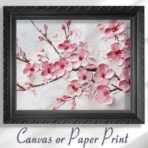 Lienzo con estampado de flor de cerezo (sin marco). Acuarela japonesa de árbol de sakura, póster de arte mural rosa, estilo minimalista, flores elegantes para el hogar.
