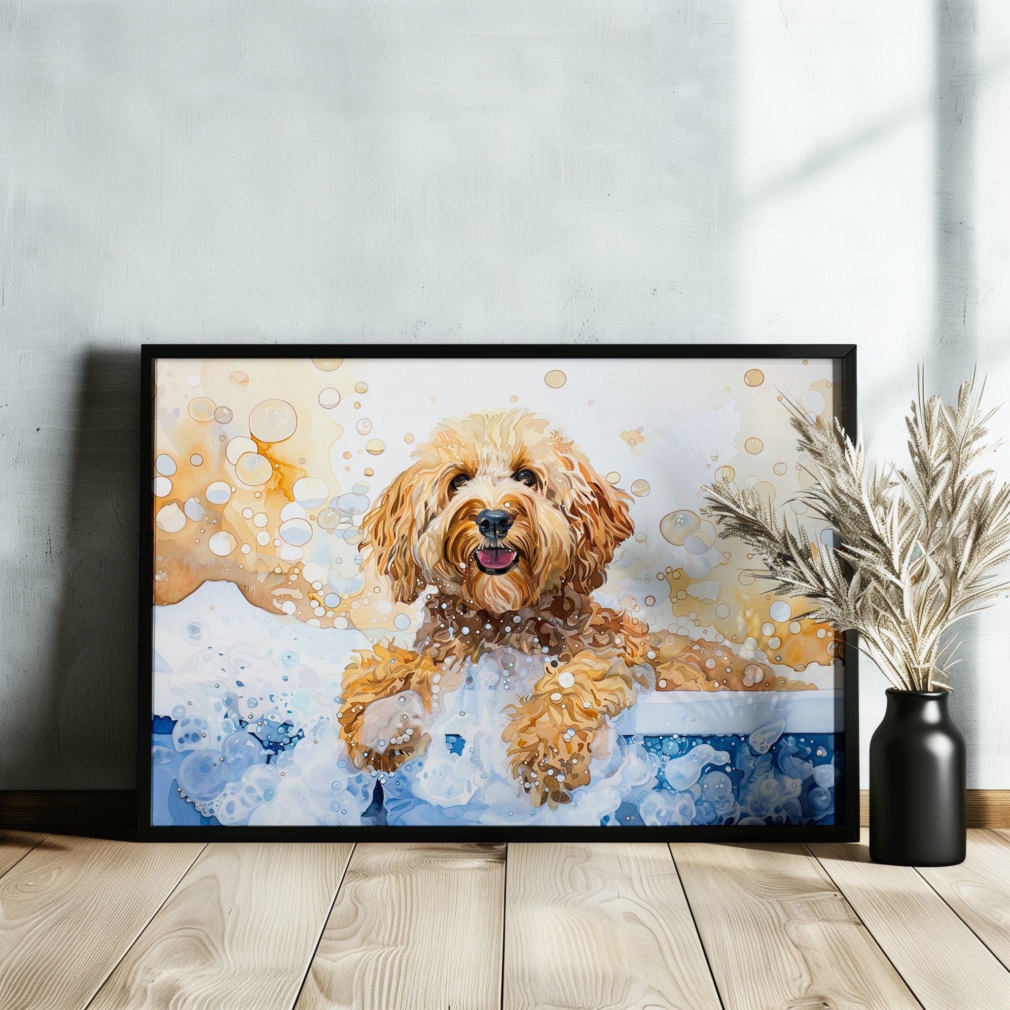 Cute Cockapoo Canvas / Poster Print. Colourful Watercolour Doodle Dog ...