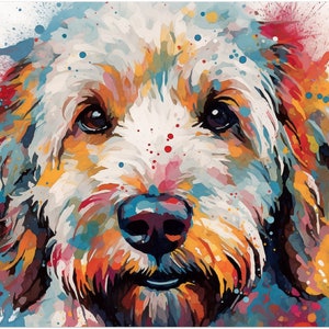 Labradoodle / Goldendoodle Poster Print. A unique colouful present for a Doodle Mom or Doodle Dad. Watercolour Painting Gift for Dog lover.