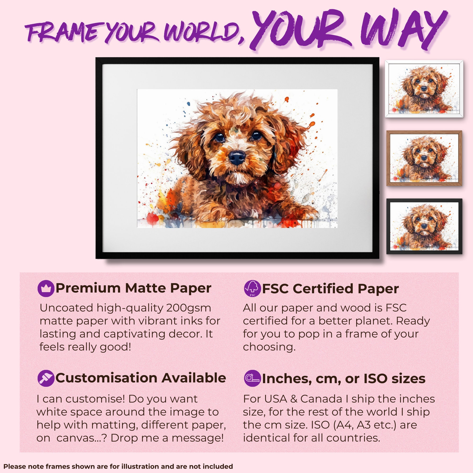 Phantom Abstract Cavapoo Cute Cavapoo Poster Print. Unframed Abstract Colourful Puppy Art Gift ...