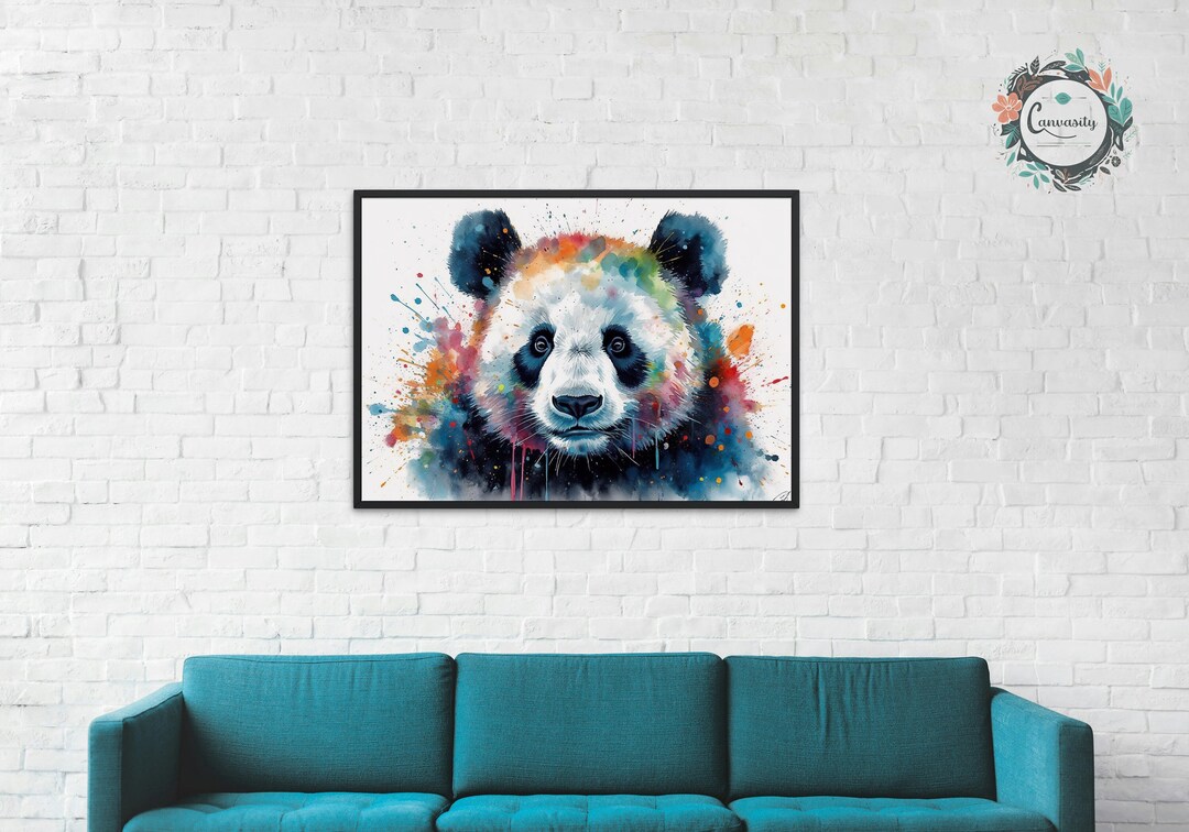 Giant Panda Watercolor Wall Art Print - Unframed Colorful Gift for Cute ...