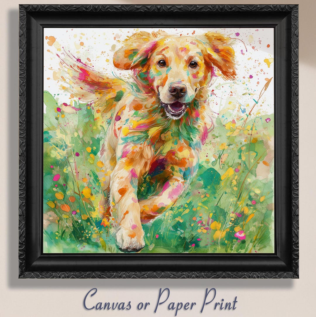 Golden Retriever Art Print Canvas Wall Art Dog Lover Gift Watercolor ...
