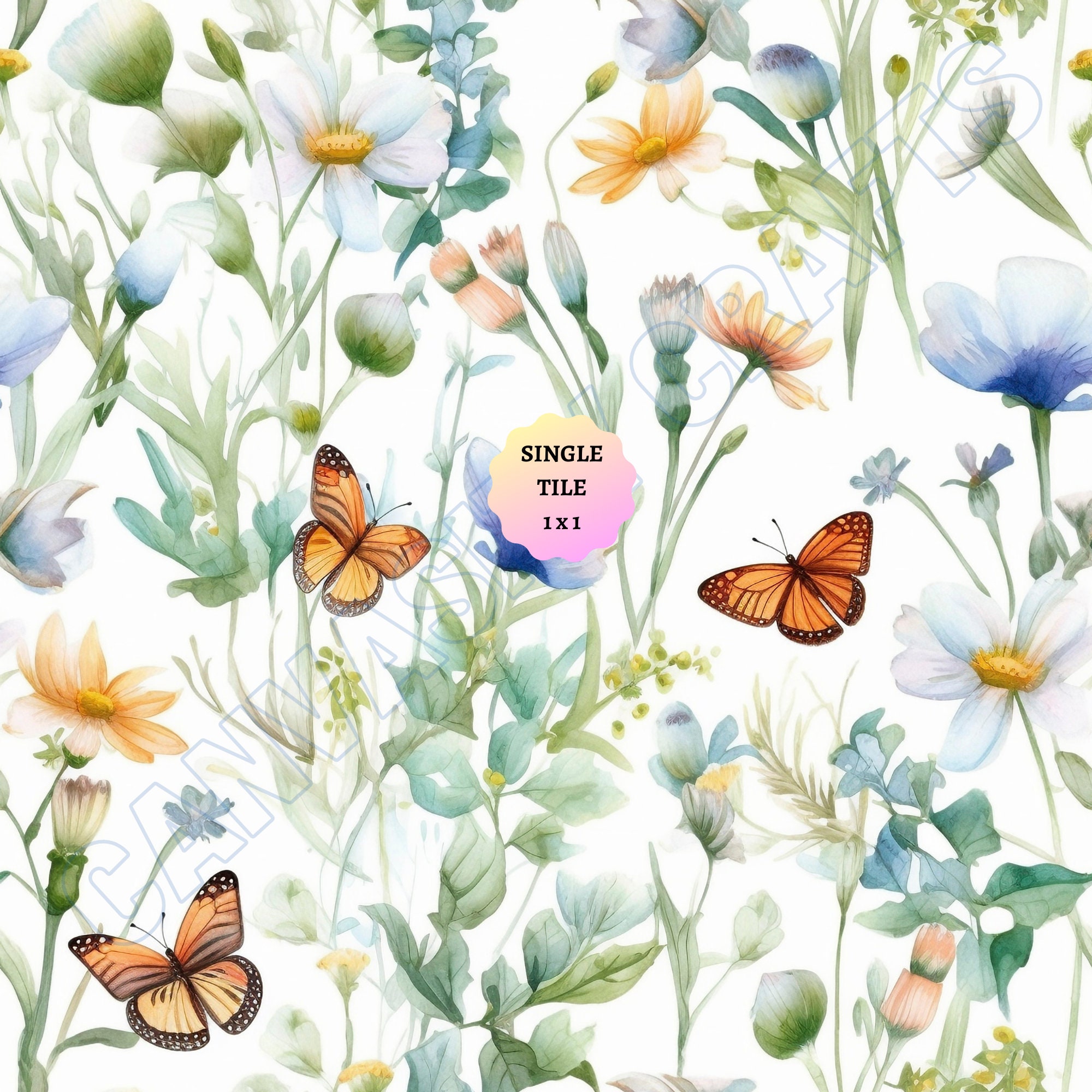 Butterfly Flowers Seamless Digital Paper Pack - Summer Floral Pattern ...