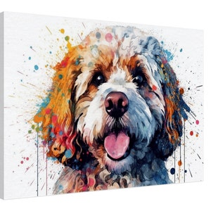 Colorful Cavapoo Canvas Wall Art Print Picture for Dog Lovers, Home Office, Living Room Decor, Doodle Mom or Dad Gift