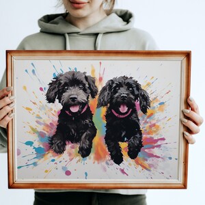 Two Black Cockapoos Watercolor Poster Print. Abstract Dog Painting Gift ...