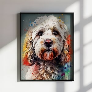Abstract Cockapoo Portrait Print. Watercolour Dog Art Poster Painting Gift for Dog Lovers, Picture for Doodle Mom. Abstract Paint Splash