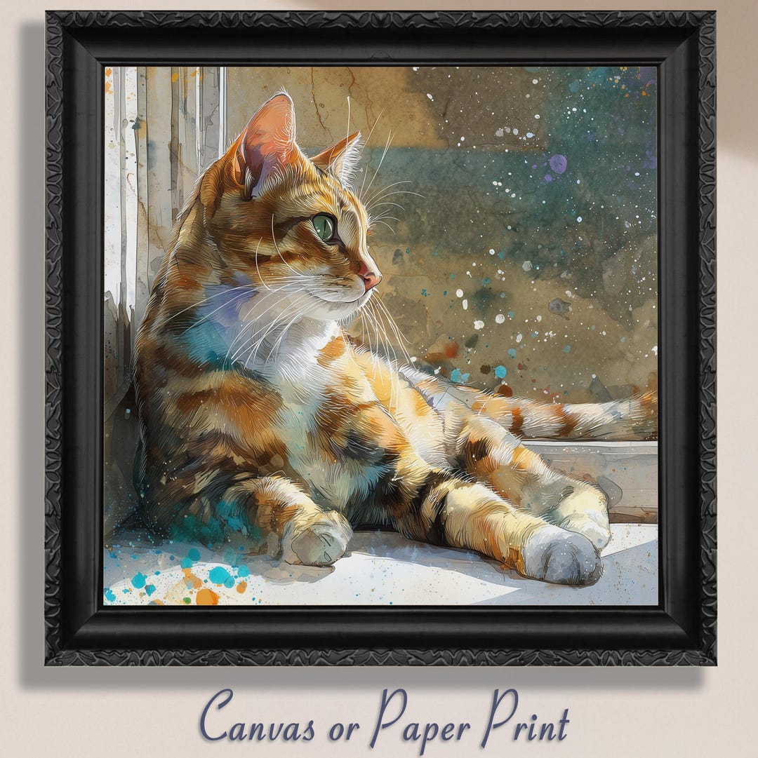 Tabby Cat Art Print Canvas Wall Decor Watercolor Tabby Kitten Artwork ...