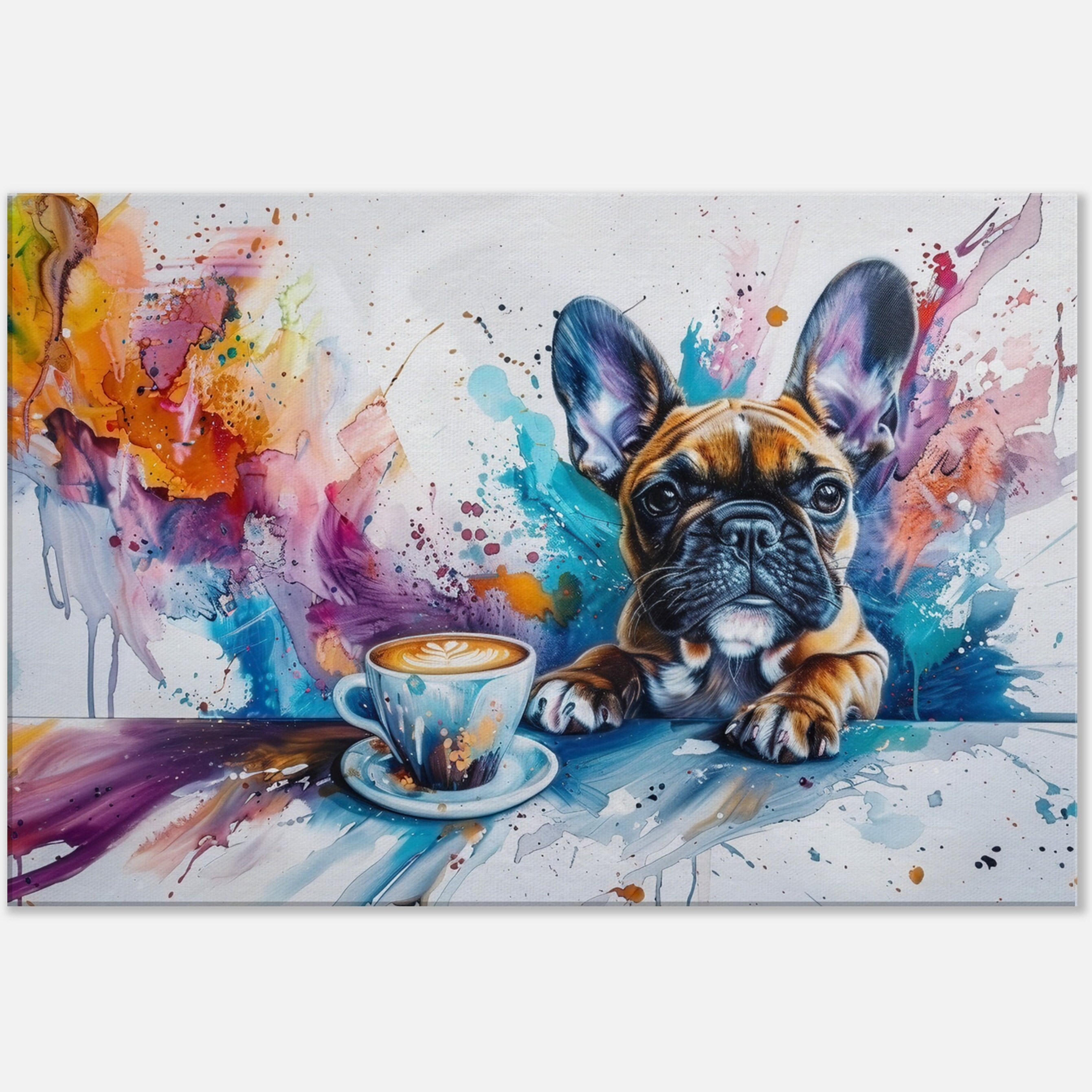 Tote Bag Femme Toile Cute Frenchie Coffee Licking - Canvas
