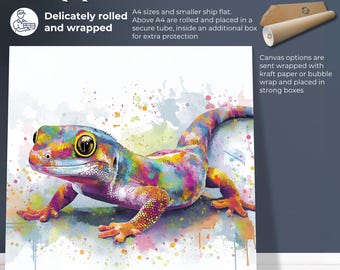 ヤモリアートプリント キャンバス トカゲ ウォールアート カラフル