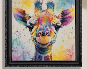 カラフルなキリンのパステル画 カラフルなキリンのパステル画 カラフルなキリンのパステル画