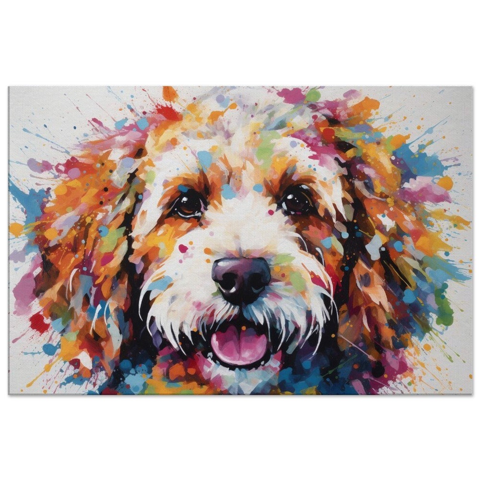 Watercolour Cockapoo Canvas Print. A Unique and Colourful Doodle Dog ...