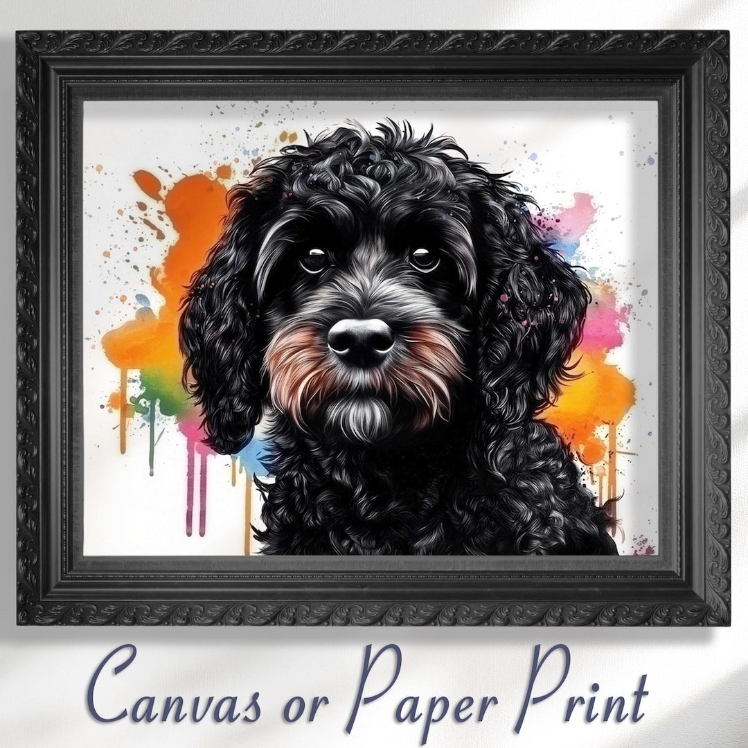 Impresión artística de Cavapoo en lienzo / Retrato de mascota sin marco ...