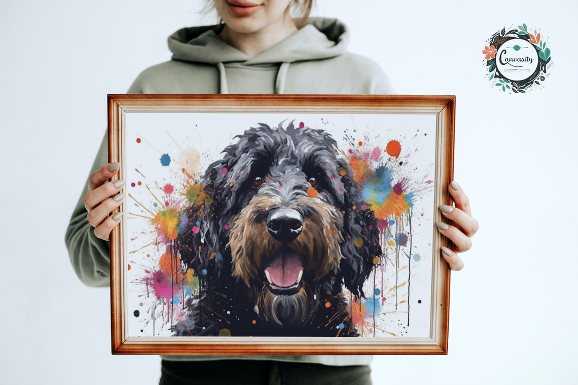 Black & Tan Goldendoodle / Labradoodle Poster Print. Watercolor ...