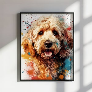 Watercolor Cockapoo Poster Print or Canvas. Watercolour Dog Art Painting Gift for Dog Lovers, Picture for Doodle Mom. Abstract Paint Splash
