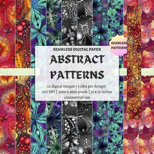 Abstracte herhalende patronen - naadloos | Voor stof, plakboekpapier, feestsublimatie, uitnodigingen, digitaal papier | Kleurrijk geometrisch