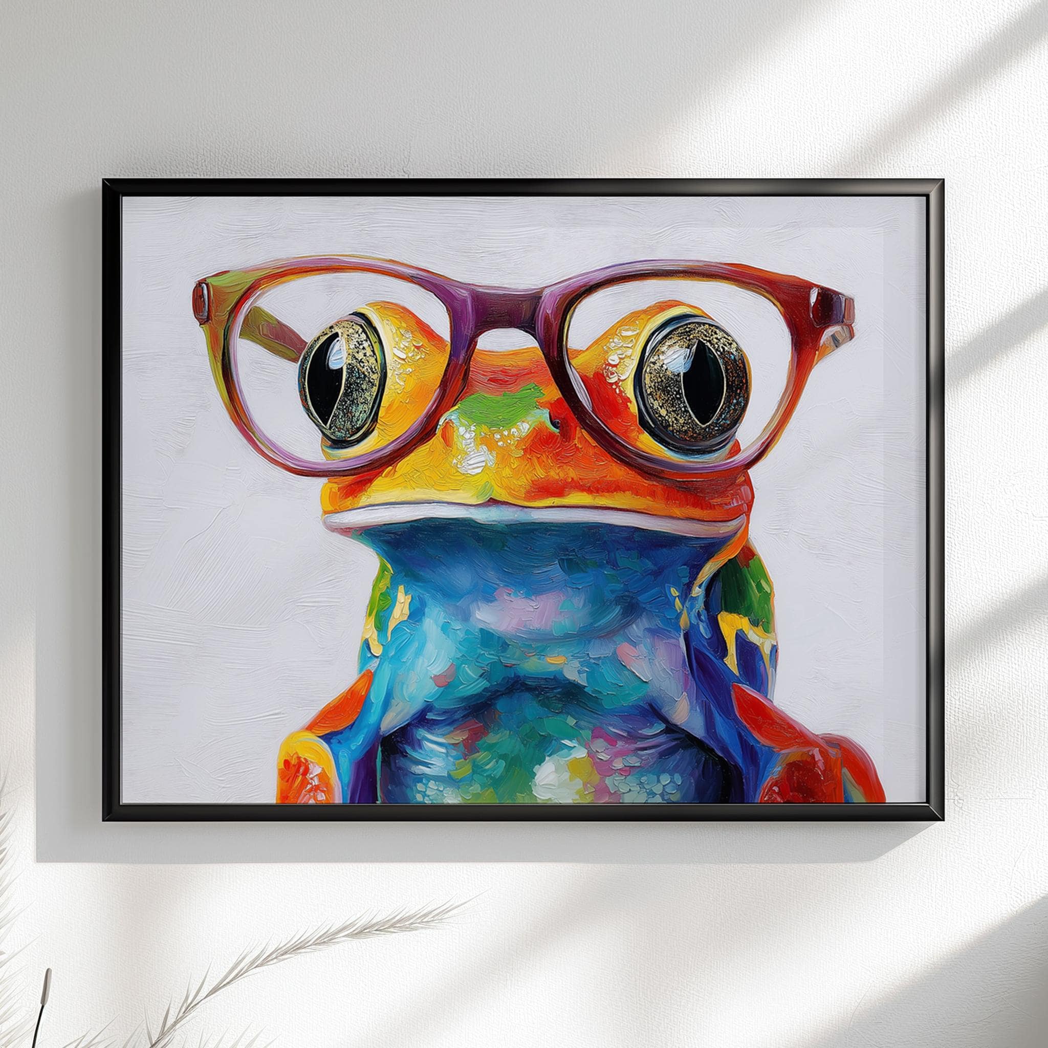 Frog in Glasses Canvas or Poster. Abstract Funny Colourful