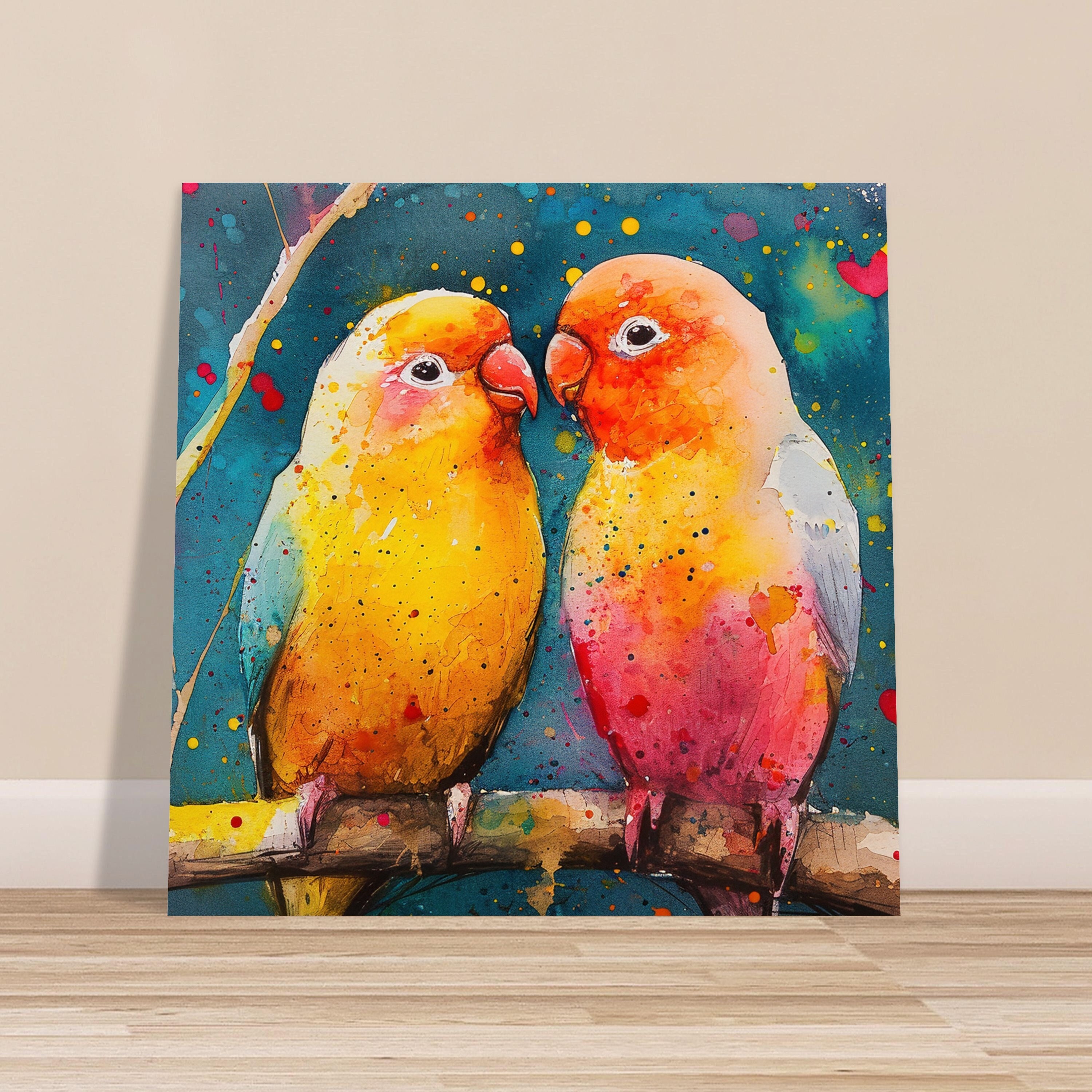 Lovebirds Painting Print on Canvas or Unframed Matte Paper