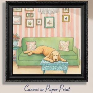 Stampa artistica su tela Goldendoodle / Senza cornice. Decorazione accogliente per la casa, regalo per amanti dei cani, ritratto di cane. Decorazione da parete per la cameretta dei bambini.