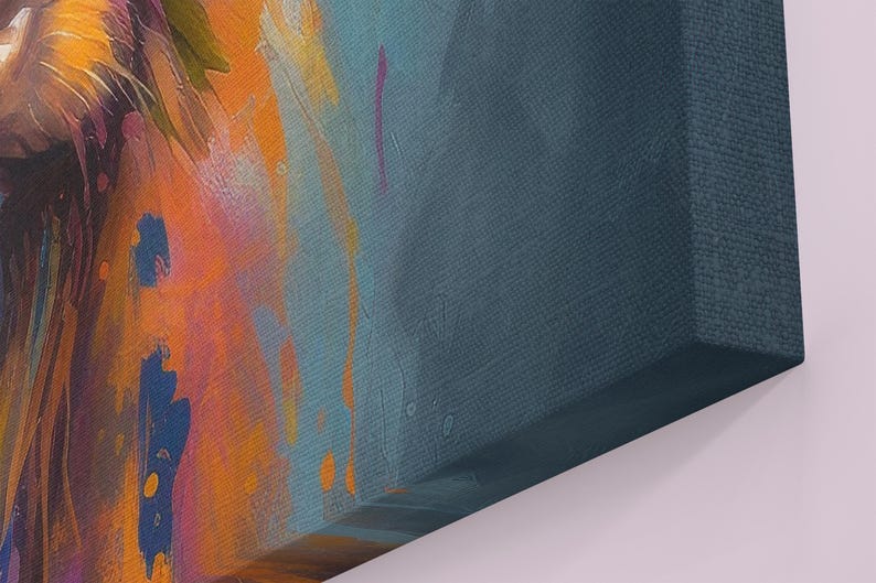 Highland Cow Canvas o stampa incorniciata/senza cornice. Un dipinto unico multicolore di una mucca scozzese. Regali di decorazioni murali da fattoria colorate per contadini, mamme immagine 8