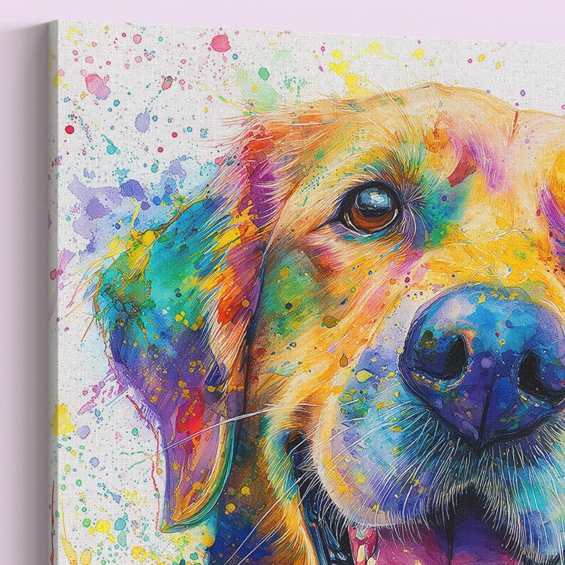 Golden Retriever Art Print Canvas Watercolor Dog Wall Art Happy Dog ...