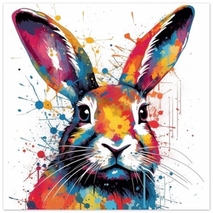 Abstract Watercolor Bunny Rabbit Print - Unframed Colorful Hare ...