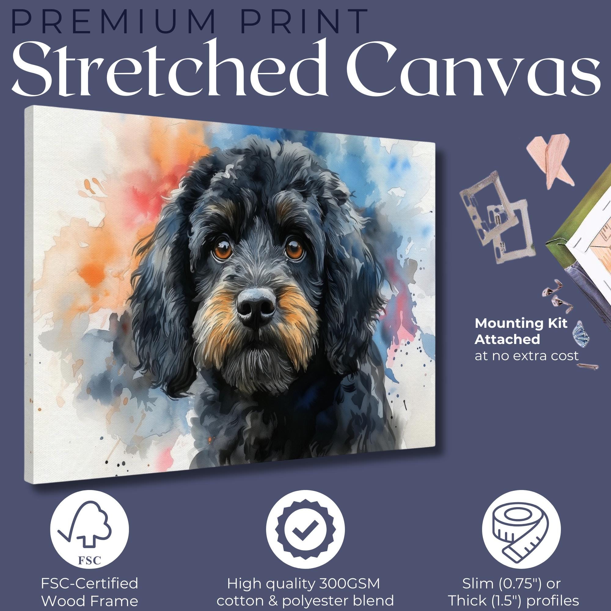 Phantom Abstract Cavapoo Black Cavapoo Paint Splash Poster Print. Unframed Abstract Colourful ...