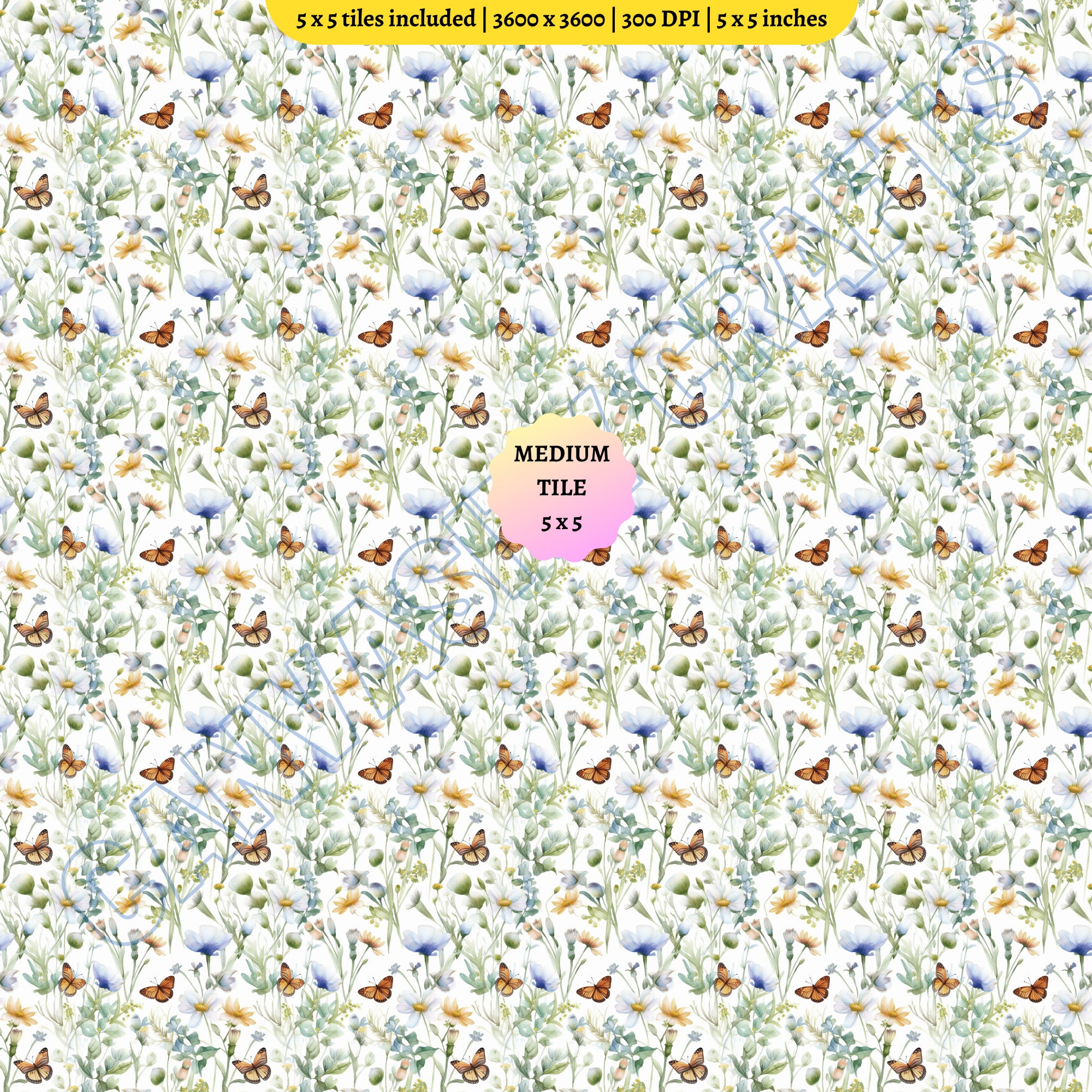 Butterfly Flowers Seamless Digital Paper Pack Summer Floral - Etsy