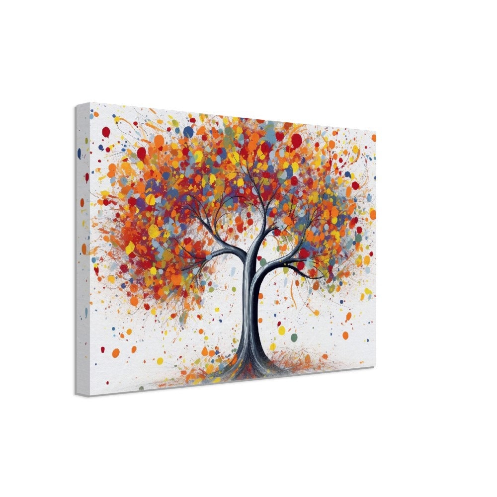 Colorful Rainbow Tree Framed Canvas Wall Art Picture Print