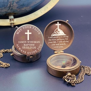 Taufgeschenk, Erstkommunion Geschenk, Konfirmation Geschenk, Ungewöhnliches Weihnachtsgeschenk, Benutzerdefinierte gravierte Kompass, Geschenk für Enkel