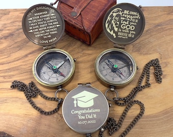 Graduation Gift, Personalized Compass, Christmas Gift to Son, Gift for Boyfriend, Anniversary Gift, Engraved Compass, High School Graduation