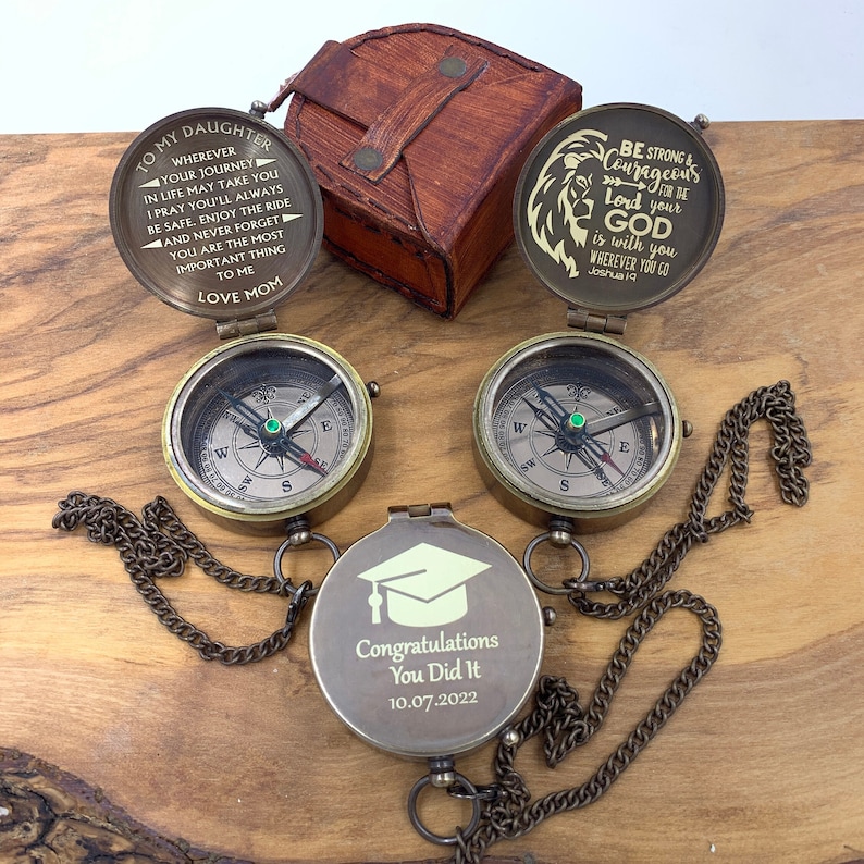 Personalized Compass Christmas Gift for Boyfriend Engraved Compass Anniversary Gift for Husband Compass Groomsman Gift for Him image 5