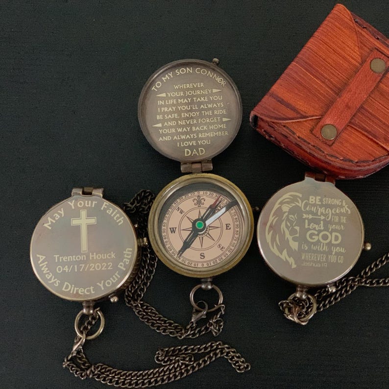 Bcf Compass Baptism Keepsake, First Communion Gift, Engraved Brass Compass - Etsy