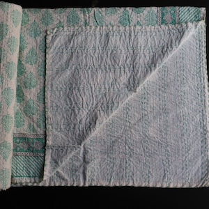 Indian Kantha Stitch Pure Cotton Reversible Bed/Sofa Throw King Size Handmade Printed.