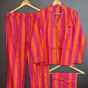 Striped  Print Pajamas,Indian Cotton,Night Wear, Soft Cotton Night Suit-Pure Cotton Pj&#39;s, Pajamas Set