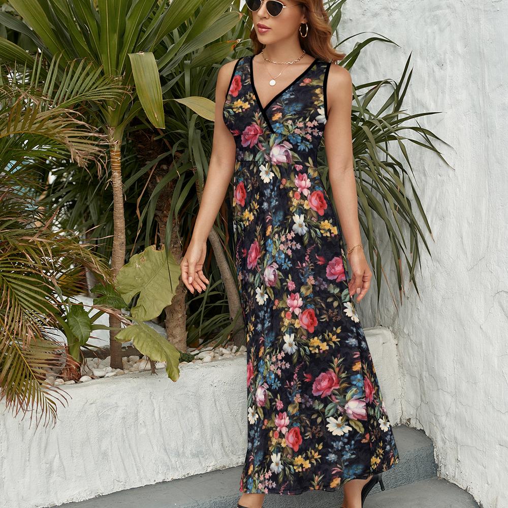 Floral Maxi Dress Women V Neck Sleeveless Summer Beach Dress Etsy floral-maxi-dress-women-v-neck-sleeveless-summer-beach-dress-etsy