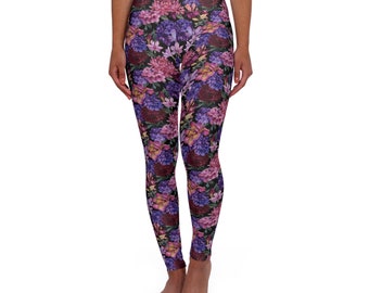 Purple Flower Garden - High Waisted Yoga Leggings