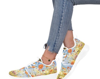 Brightly Colored Floral - Women's Pull Loop Sneakers