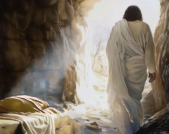 He Has Risen Print: Jesus Resurrection Art (Letter Size Digital Download)