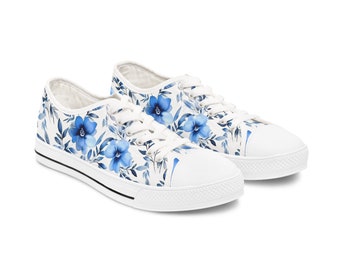 Floral bleu clair - Baskets basses pour femme