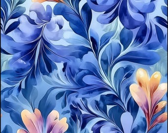 Fabric with Floral Design, Pure Combed Cotton Pima - Vibrant Floral Design by the Square or Yard