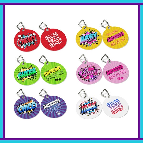 Comic Tag | Comic Personalized Tags | Comic Pet ID Tag | Customized Dog Tag | Fun & Unique | Pop Art Tag