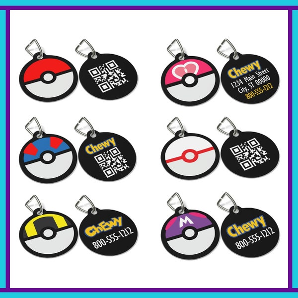 Etiqueta Pokemon / Etiquetas Pokémon / Etiqueta de perro Poke Ball / Etiqueta de identificación de mascota Pokemon /Etiqueta de perro Pokemon personalizada / Etiqueta de identificación de mascota / Regalo divertido y único