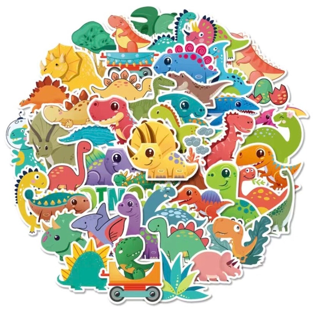 50 PCS Cartoon Dinosaur Sticker Pack/dinosaur Stickers for Etsy
